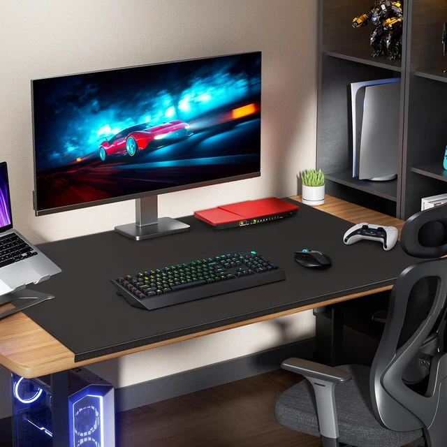 Alt view image 6 of 7 - 35.4"x22.8" Soft PU Leather Surface Office Desk Mouse Mat Pad with Full Grip Fixation Lip Table Blotter Edge-Locked Protector