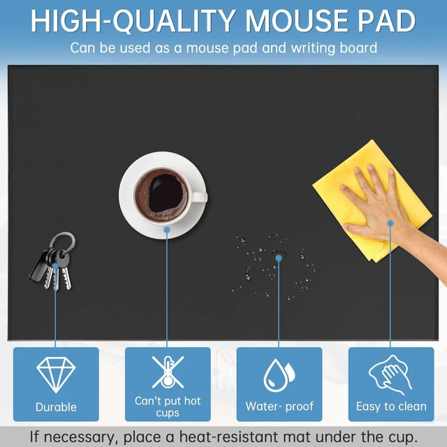 Alt view image 4 of 7 - 35.4"x22.8" Soft PU Leather Surface Office Desk Mouse Mat Pad with Full Grip Fixation Lip Table Blotter Edge-Locked Protector