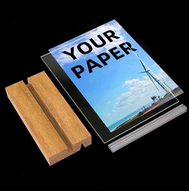 Alt view image 5 of 6 - 8.5x11 Inch Acrylic Sign Holder with Wooden Base, Desktop Display Stand (8.5x11 5Pack)