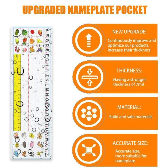 Alt view image 4 of 7 - 40 PCS Nameplate Pocket - 18.9" x 4.7"Thicken PVC Name Tag Sleeves Holder Easy Use&Remove, Clear,scratch-proof, waterproof, no-residue adhesive for Classroom Desks, Office Supplies