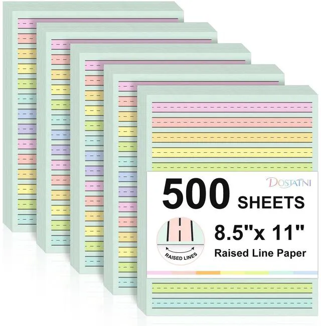 Main image of 500 Sheets Handwriting Paper 0.5Line Width for Primary School Kid 8.5x11 Colored Writing Paper ADHD Tactile Writing Lines Spacing Multisensory Ruled Handwriting Tablet Dysgraphia Pad for Children