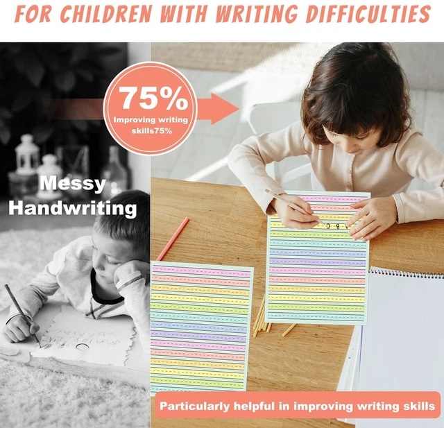 Alt view image 4 of 7 - 500 Sheets Handwriting Paper 0.5Line Width for Primary School Kid 8.5x11 Colored Writing Paper ADHD Tactile Writing Lines Spacing Multisensory Ruled Handwriting Tablet Dysgraphia Pad for Children