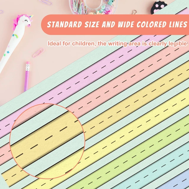 Alt view image 6 of 7 - 500 Sheets Handwriting Paper 0.5Line Width for Primary School Kid 8.5x11 Colored Writing Paper ADHD Tactile Writing Lines Spacing Multisensory Ruled Handwriting Tablet Dysgraphia Pad for Children
