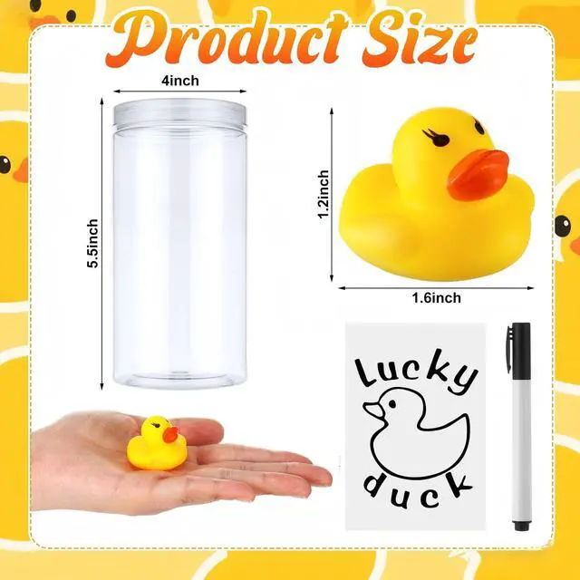 Alt view image 2 of 6 - 36 Pcs Lucky Ducks Mini Classroom Jar Set,Style 2,Yellow Classroom Management Reward Tool for Teachers, Rubber Duck Bulk Set with Storage Jar, Mini Party Favors Game Prizes
