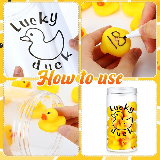 Alt view image 4 of 6 - 36 Pcs Lucky Ducks Mini Classroom Jar Set,Style 2,Yellow Classroom Management Reward Tool for Teachers, Rubber Duck Bulk Set with Storage Jar, Mini Party Favors Game Prizes
