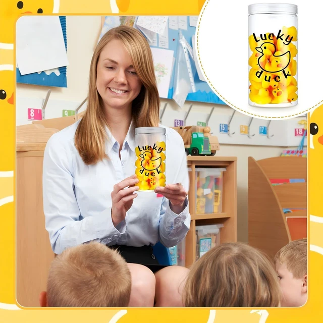 Alt view image 6 of 6 - 36 Pcs Lucky Ducks Mini Classroom Jar Set,Style 2,Yellow Classroom Management Reward Tool for Teachers, Rubber Duck Bulk Set with Storage Jar, Mini Party Favors Game Prizes
