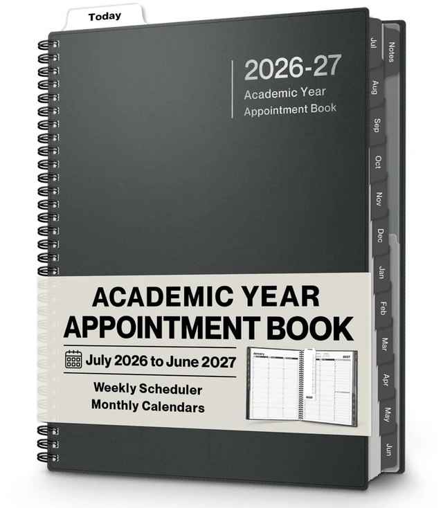 Main image of 2026-2027 Appointment Book 8.5 x 11, July 2026 to June 2027, 15-Minute Hourly Schedule Planner with Laminated Tabs, Daily Professional Agenda