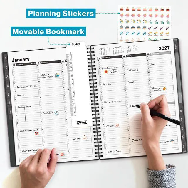 Alt view image 6 of 7 - 2026-2027 Appointment Book 8.5 x 11, July 2026 to June 2027, 15-Minute Hourly Schedule Planner with Laminated Tabs, Daily Professional Agenda
