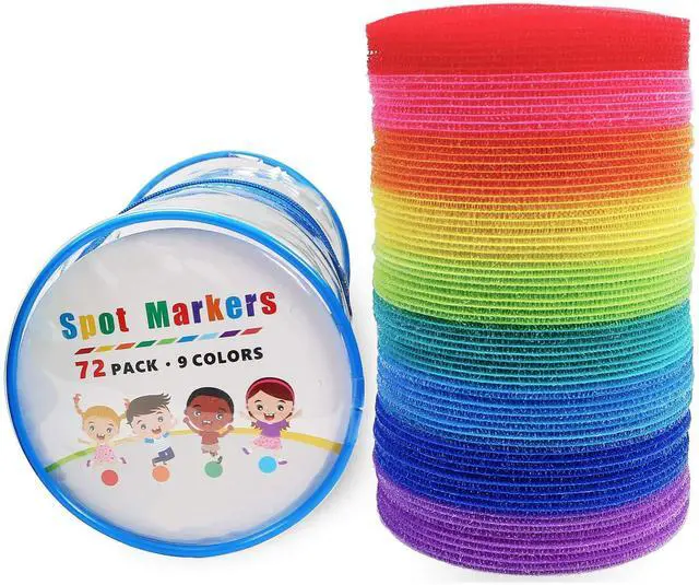 Main image of Carpet Floor Spots Markers, Circles Dots for Teachers and Kids, 4 Inch 72 Pack, Flexible Classroom Rug Mats for Preschool Kindergarten Organization