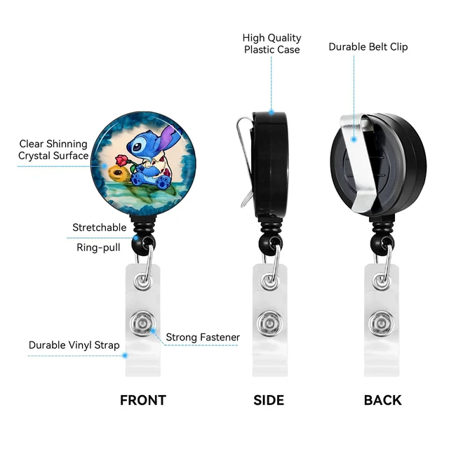 Alt view image 4 of 6 - Anime Id Badge Holder with Lanyard,Retractable Badge Holders Reels,Colorful Breakaway Lanyards for ID Badges,Cute Fashion Key Chain Keychains,Badge Clips for School Office Women Teen Kid 1
