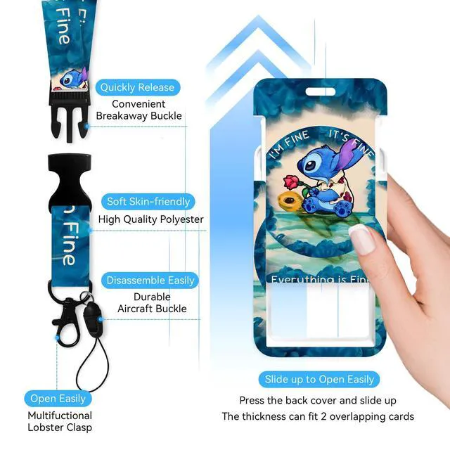 Alt view image 6 of 6 - Anime Id Badge Holder with Lanyard,Retractable Badge Holders Reels,Colorful Breakaway Lanyards for ID Badges,Cute Fashion Key Chain Keychains,Badge Clips for School Office Women Teen Kid 1