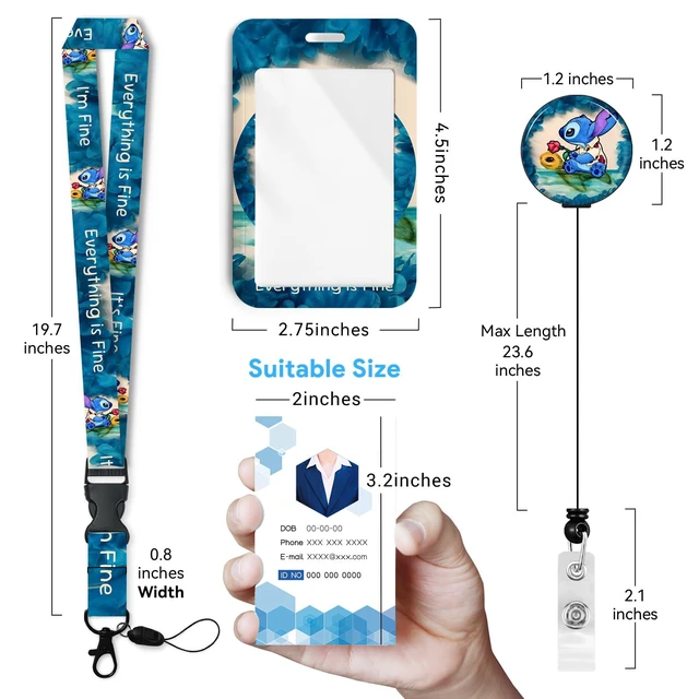 Alt view image 5 of 6 - Anime Id Badge Holder with Lanyard,Retractable Badge Holders Reels,Colorful Breakaway Lanyards for ID Badges,Cute Fashion Key Chain Keychains,Badge Clips for School Office Women Teen Kid 1