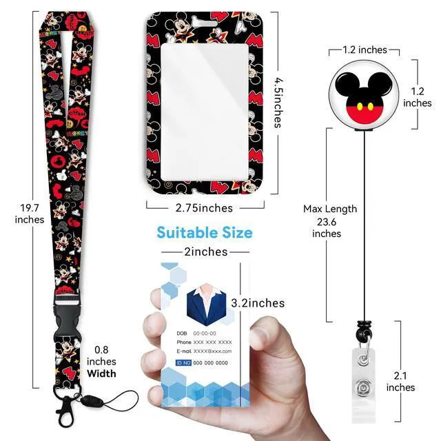 Alt view image 2 of 6 - Anime Id Badge Holder with Lanyard,Retractable Badge Holders Reels,Colorful Breakaway Lanyards for ID Badges,Cute Fashion Key Chain Keychains,Badge Clips for School Office Women Teen Kid 2