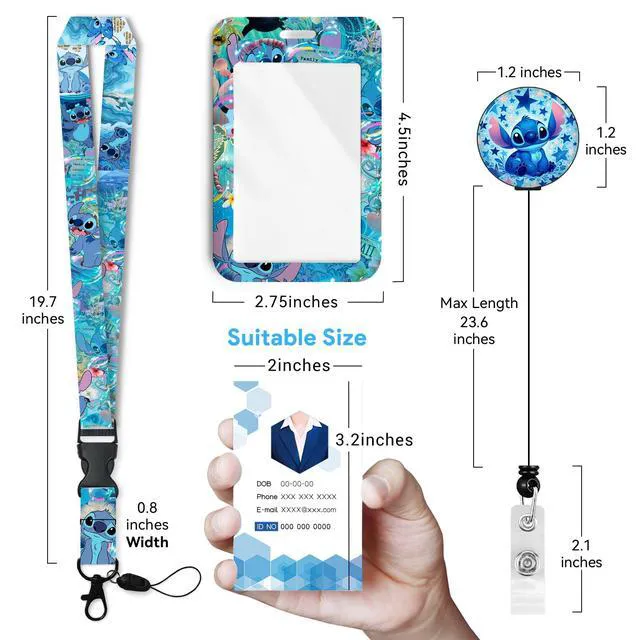 Alt view image 2 of 6 - Anime Id Badge Holder with Lanyard,Retractable Badge Holders Reels,Colorful Breakaway Lanyards for ID Badges,Cute Fashion Key Chain Keychains,Badge Clips for School Office Women Teen Kid 2025NEW