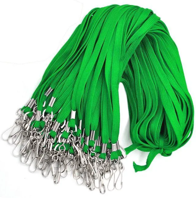 Main image of Lanyard 100 Pack Bulk Badge Lanyards for ID Badges Neck Cruise Name Tag ID Holder (Green, 100 Pack)