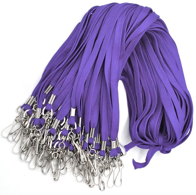 Main image of Lanyard 100 Pack Bulk Badge Lanyards for ID Badges Neck Cruise Name Tag ID Holder (Purple, 100 Pack)
