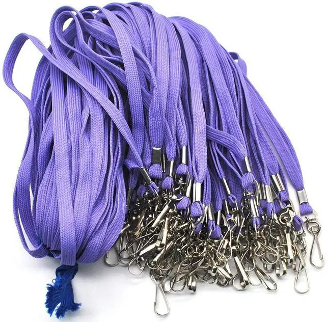 Alt view image 4 of 6 - Lanyard 100 Pack Bulk Badge Lanyards for ID Badges Neck Cruise Name Tag ID Holder (Purple, 100 Pack)