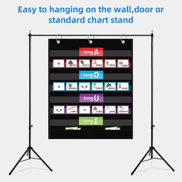 Alt view image 7 of 7 - 7+2 Pockets Standard Pocket Chart, Clear 7 Pockets Words Chart with 2 Extra Storage Pocket for Classroom Home Office Use,Large Size:33.2x 28 Letter Cards, Word Wall and Sentence Strips