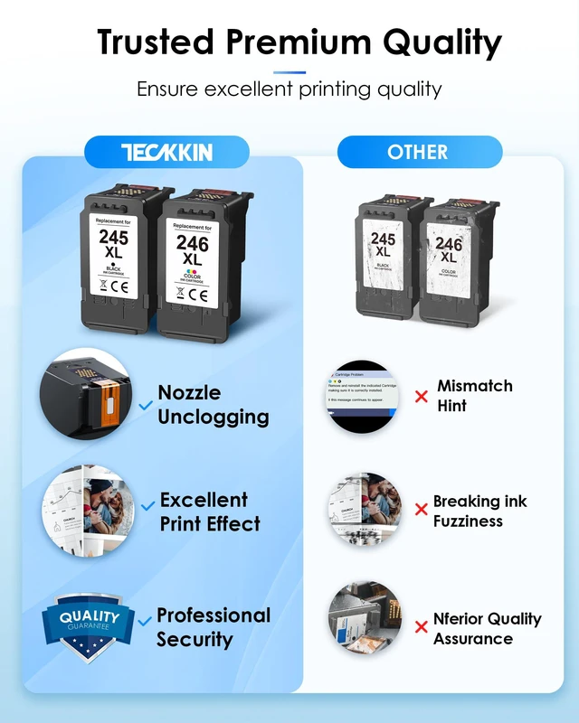 Alt view image 6 of 7 - 245XL Ink Cartridge High Capacity for Canon 245XL 246XL Combo Pack Replacement for Canon Ink 245 and 246 Work with Pixma TS202 TR4520 MG2525 TS3322 TS3320 MG2522 TS302 MG2520 MX490 (Black, Tri-Color)