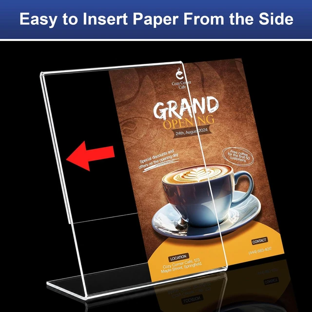 Alt view image 6 of 7 - 18 Pack Acrylic Sign Holder 8.5 x 11, Plastic Clear Display Stand for Tabletop, L-Shaped Vertical Acrylic Paper Holder for Menu, Flyers, Office, Restaurants, Documents, Store, Desktop