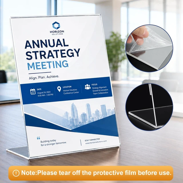 Alt view image 5 of 7 - 18 Pack Acrylic Sign Holder 8.5 x 11, Plastic Clear Display Stand for Tabletop, L-Shaped Vertical Acrylic Paper Holder for Menu, Flyers, Office, Restaurants, Documents, Store, Desktop