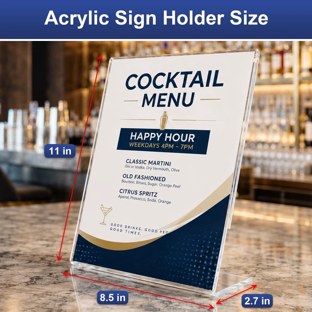 Alt view image 4 of 7 - 18 Pack Acrylic Sign Holder 8.5 x 11, Plastic Clear Display Stand for Tabletop, L-Shaped Vertical Acrylic Paper Holder for Menu, Flyers, Office, Restaurants, Documents, Store, Desktop