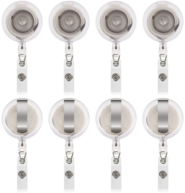 Main image of 50 Pcs Retractable Badge Reel Clips Holder for Hanging ID Card Name Clear Frosted,Strong Pull Resistance,Bulk Reels for Nurse Doctor Teachers Students School Office Workers