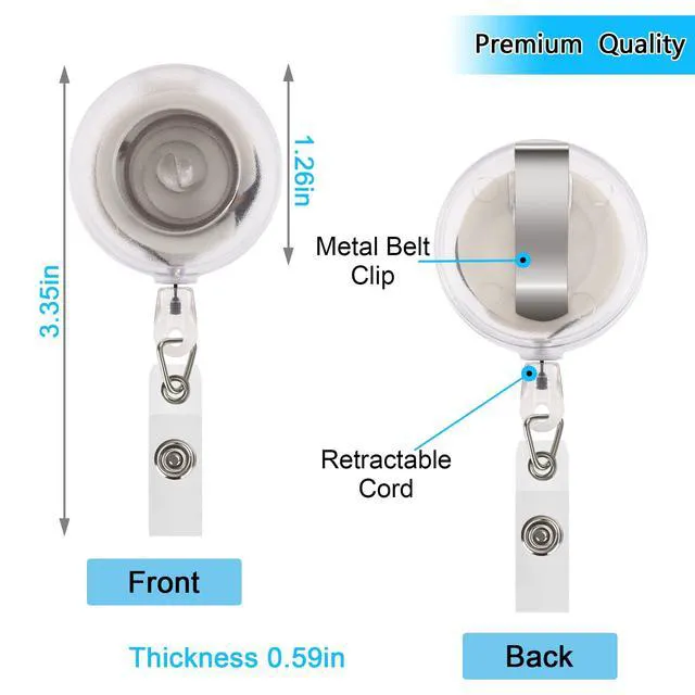 Alt view image 2 of 7 - 50 Pcs Retractable Badge Reel Clips Holder for Hanging ID Card Name Clear Frosted,Strong Pull Resistance,Bulk Reels for Nurse Doctor Teachers Students School Office Workers