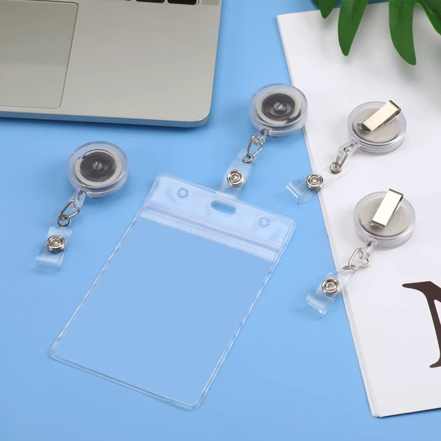 Alt view image 7 of 7 - 50 Pcs Retractable Badge Reel Clips Holder for Hanging ID Card Name Clear Frosted,Strong Pull Resistance,Bulk Reels for Nurse Doctor Teachers Students School Office Workers
