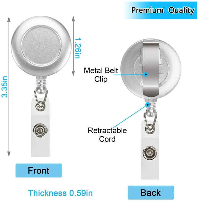 Alt view image 2 of 7 - 50 Pcs Retractable Badge Reel Clips Holder for Hanging ID Card Name Silver,Strong Pull Resistance,Bulk Carabiner Reels for Nurse Doctor Teachers Students School Office Workers