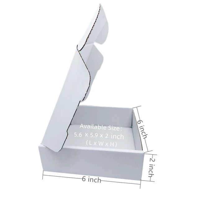 Alt view image 2 of 7 - Small White Box 6 x 6 x 2 Inch 50 Pack Shipping Boxes Recyclable Corrugated Gift Mailers Storage Business Packaging