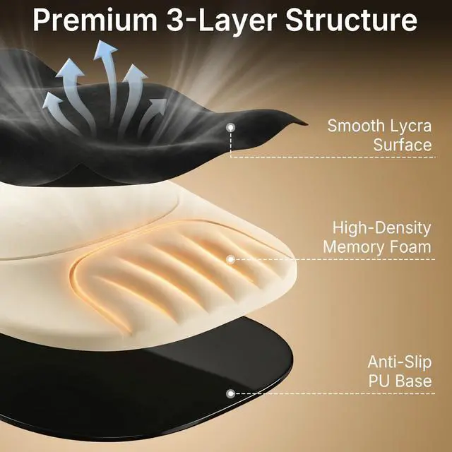 Alt view image 5 of 7 - Ergonomic Mouse Pad with Wrist Rest, Sloped Memory Foam Mousepad with Wrist Support, Cooling Channels, Non-Slip Base, Smooth Lycra Surface for Office, Gaming & Home Desk (Black)