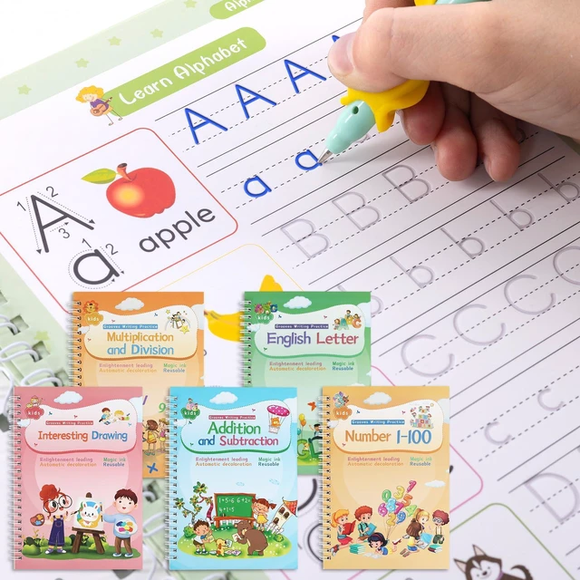 Main image of Magical Handwriting Workbooks Handwriting Practice Copybook Aid Magic Pen Reusable Copybook Grooves Template Design for Children Books Suitable for Children's Learning