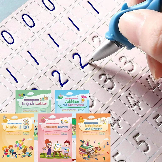 Alt view image 2 of 7 - Magical Handwriting Workbooks Handwriting Practice Copybook Aid Magic Pen Reusable Copybook Grooves Template Design for Children Books Suitable for Children's Learning