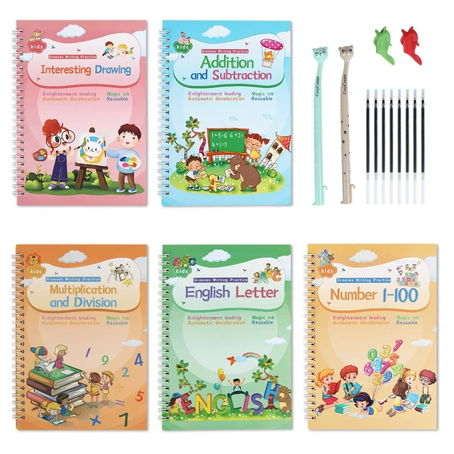 Alt view image 6 of 7 - Magical Handwriting Workbooks Handwriting Practice Copybook Aid Magic Pen Reusable Copybook Grooves Template Design for Children Books Suitable for Children's Learning