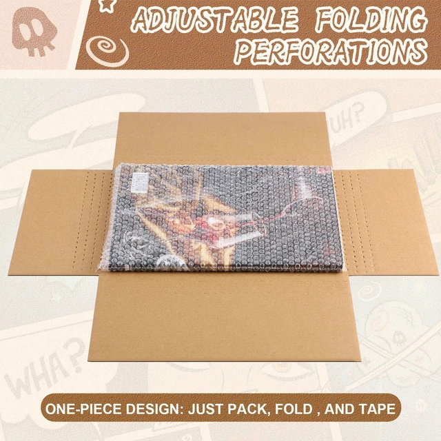 Alt view image 3 of 7 - 30 Pack Comic Book Mailers,White,7.8 X 11 X 1.2 Inch with 30 Bubble Bags, Easy Fold Shipping Boxes, Height Adjustable, for Mailing Comic Book Photos Collectibles