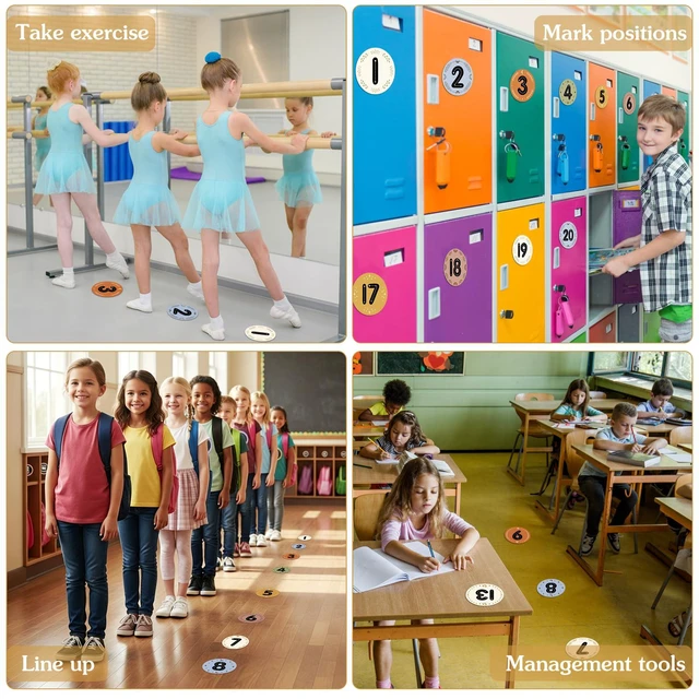 Alt view image 3 of 7 - 36PCS Boho Line Up Spots for Classroom Floor 4" Number Stickers Waterproof Classroom Spots Number Labels Markers for Preschool Kindergarten Elementary Back to School Teacher Must Haves
