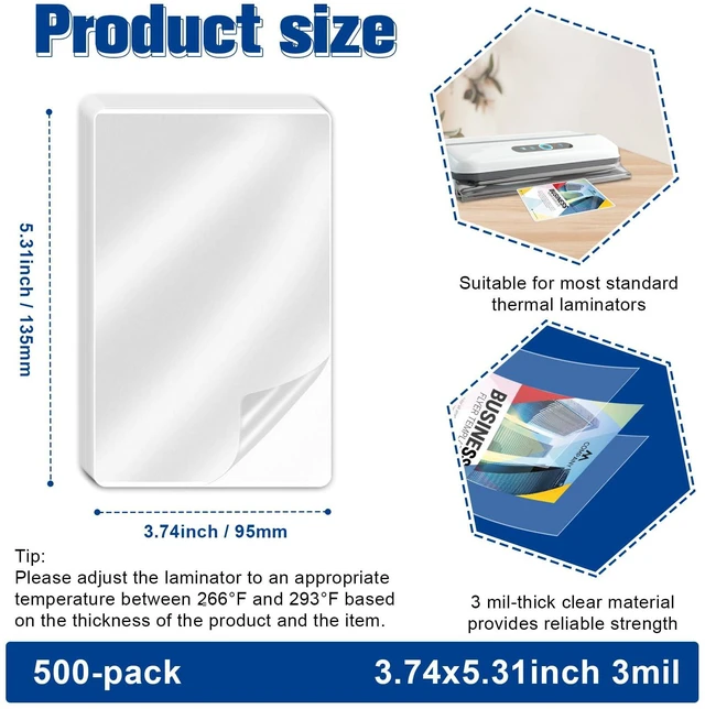 Alt view image 2 of 7 - Index Card Laminating Pouches 3x5 File Card Laminating Pouches Lamination Pouches Recipe Card Laminating Pouches for Work Permits Pass Cards Student ID Cards (500, 3x5inch)