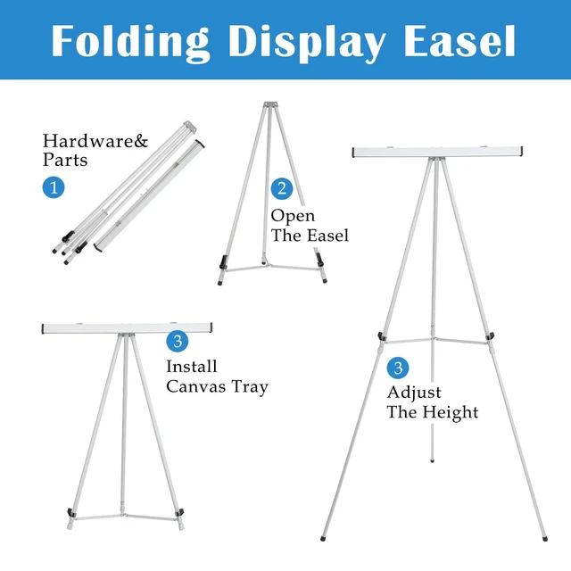Alt view image 3 of 5 - 63 1/2'' Aluminum Flip Chart Display Easel Stand, Silver Presentation Easel with Adjustable Floor for Boardroom, Whiteboard, Paper Pads, Signage