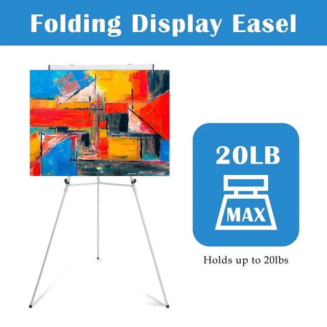 Alt view image 5 of 5 - 63 1/2'' Aluminum Flip Chart Display Easel Stand, Silver Presentation Easel with Adjustable Floor for Boardroom, Whiteboard, Paper Pads, Signage