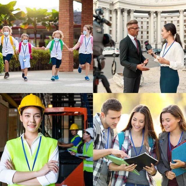 Alt view image 3 of 7 - 100-Pack Blue Lanyards for ID Badges with Swivel J-Hooks - Versatile Neck Lanyard for Keys, Card Holders, Whistles, and More - Ideal for Offices, Teachers, Kids, and Cruise Ship Cards