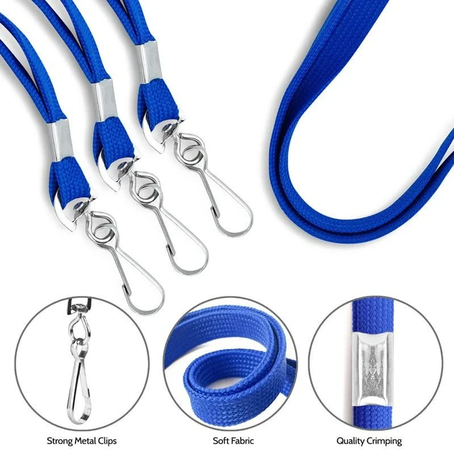 Alt view image 4 of 7 - 100-Pack Blue Lanyards for ID Badges with Swivel J-Hooks - Versatile Neck Lanyard for Keys, Card Holders, Whistles, and More - Ideal for Offices, Teachers, Kids, and Cruise Ship Cards
