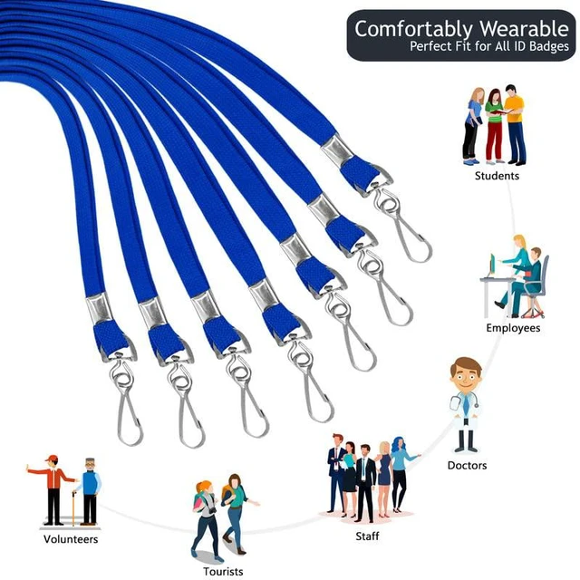 Alt view image 6 of 7 - 100-Pack Blue Lanyards for ID Badges with Swivel J-Hooks - Versatile Neck Lanyard for Keys, Card Holders, Whistles, and More - Ideal for Offices, Teachers, Kids, and Cruise Ship Cards
