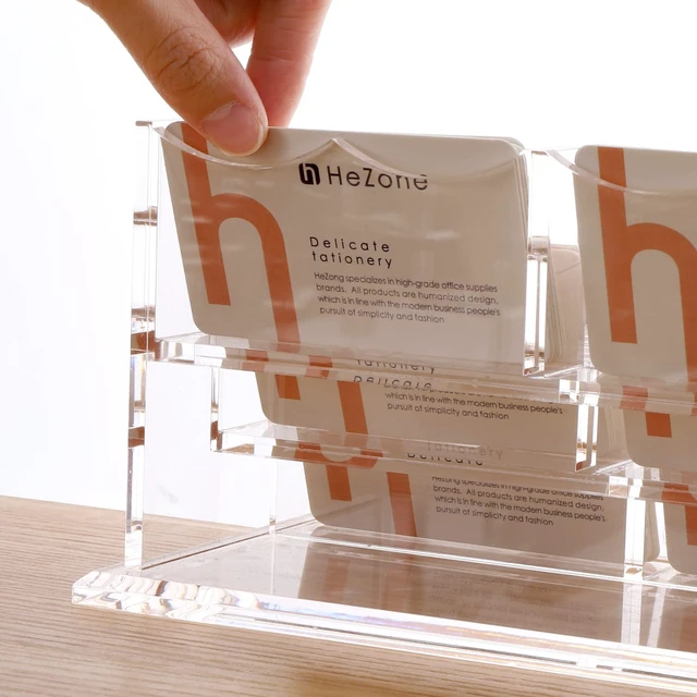 Alt view image 5 of 7 - Business Cards Holder Display for Desk, Clear Acrylic Multiple 3 Tier 6 Slot Business Card Stand, Holds 300 Cards-1 Pack (6 Slots-H)