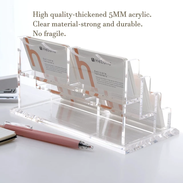Alt view image 7 of 7 - Business Cards Holder Display for Desk, Clear Acrylic Multiple 3 Tier 6 Slot Business Card Stand, Holds 300 Cards-1 Pack (6 Slots-H)