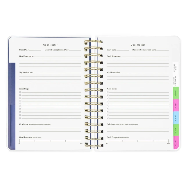 Alt view image 3 of 7 - 17-Month Large 2026-2027 Planner, Bookshelf 8.5" x 7.25" Hardcover Agenda with Monthly & Weekly Layouts, Goal Tracker, Vacation Pages, Stickers, Tabs & Elastic Closure