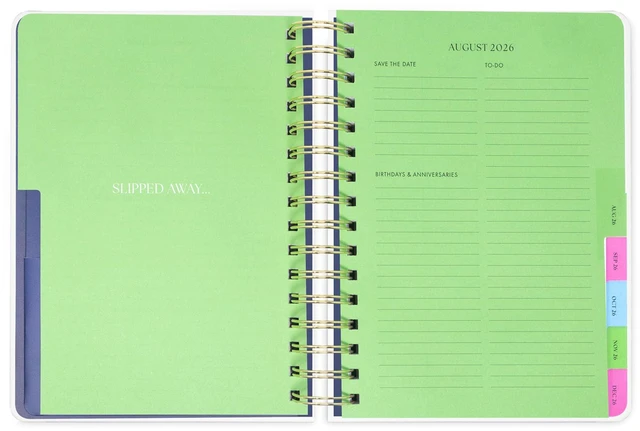 Alt view image 4 of 7 - 17-Month Large 2026-2027 Planner, Bookshelf 8.5" x 7.25" Hardcover Agenda with Monthly & Weekly Layouts, Goal Tracker, Vacation Pages, Stickers, Tabs & Elastic Closure