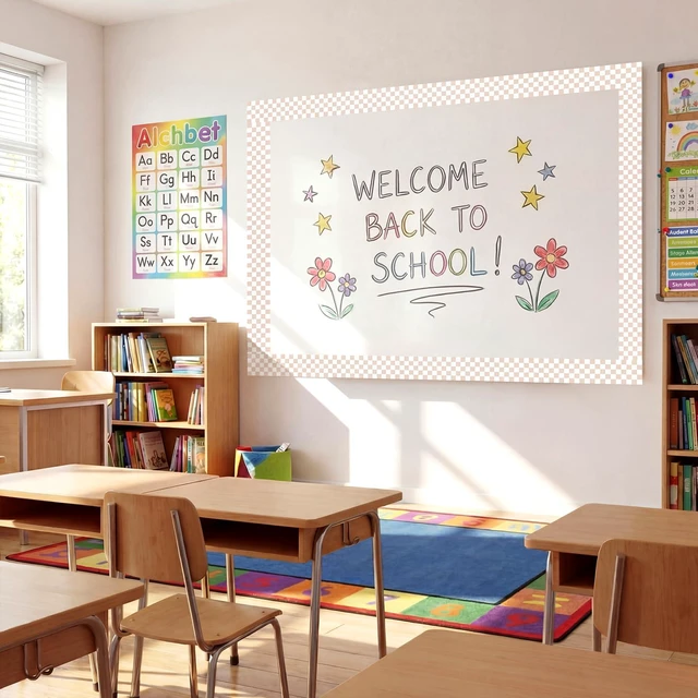 Alt view image 4 of 7 - 48 ft x 2.76 Inch Magnetic Checkerboard Border,Brown Gingham Bulletin Board Trim Decoration, Reusable Whiteboard Magnetic Strips Roll for School Office Chalkboard
