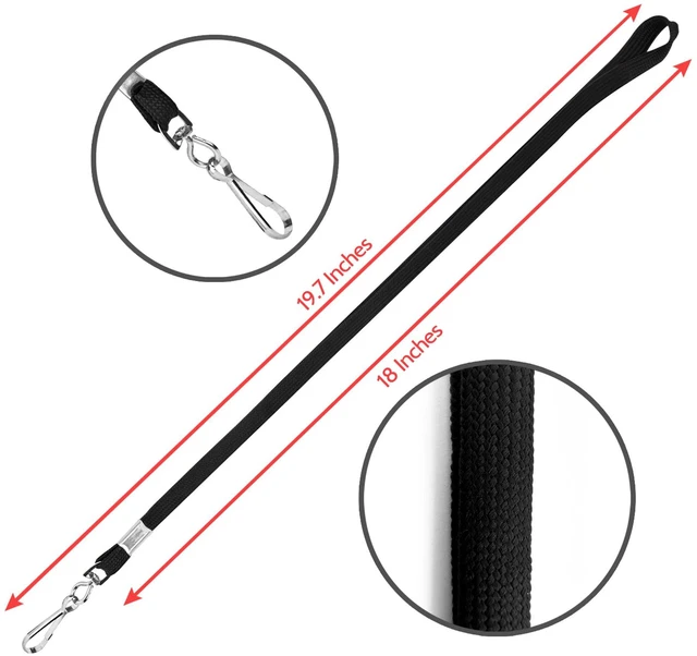 Alt view image 2 of 7 - 100-Pack Black Lanyards for ID Badges with Swivel J-Hooks - Versatile Neck Lanyard for Keys, Card Holders, Whistles, and More - Ideal for Offices, Teachers, Kids, and Cruise Ship Cards