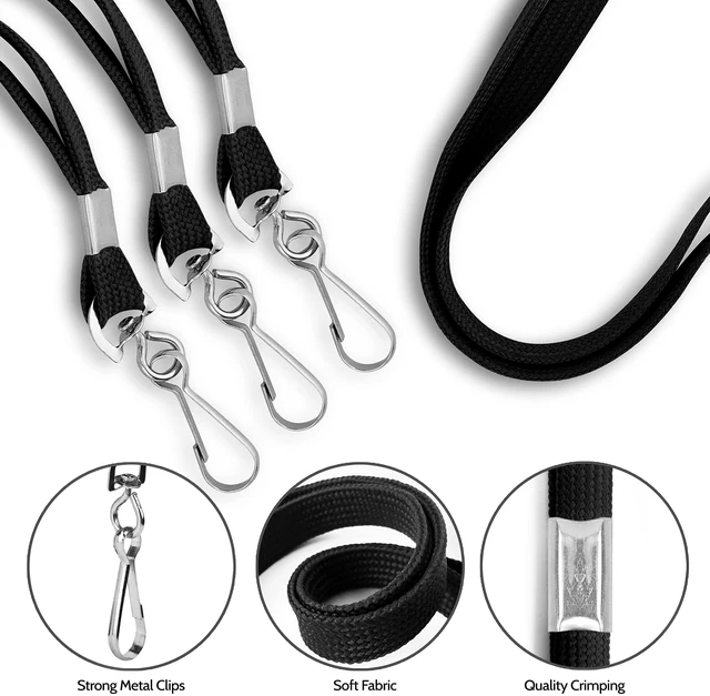 Alt view image 4 of 7 - 100-Pack Black Lanyards for ID Badges with Swivel J-Hooks - Versatile Neck Lanyard for Keys, Card Holders, Whistles, and More - Ideal for Offices, Teachers, Kids, and Cruise Ship Cards